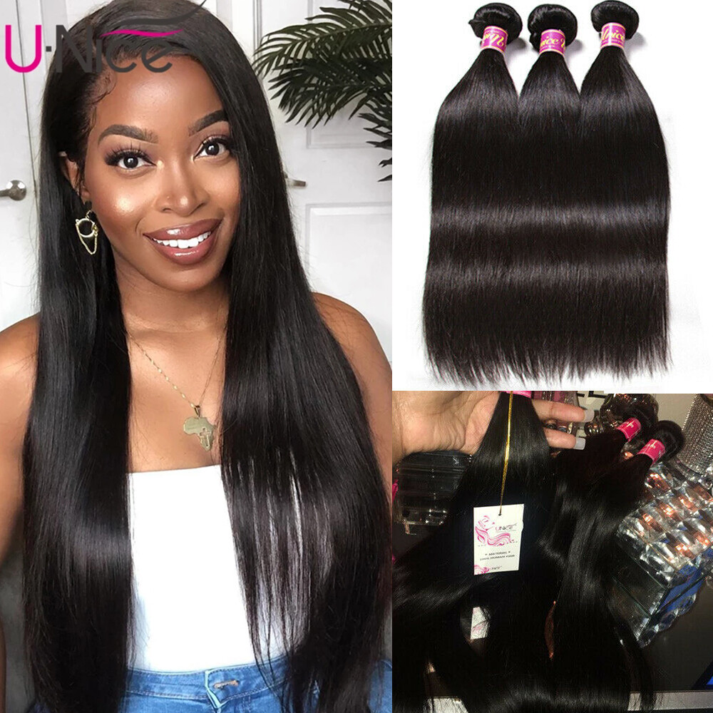 UNice Hair Indian Straight Bundles Human Hair Extensions Virgin Hair Weaves Weft