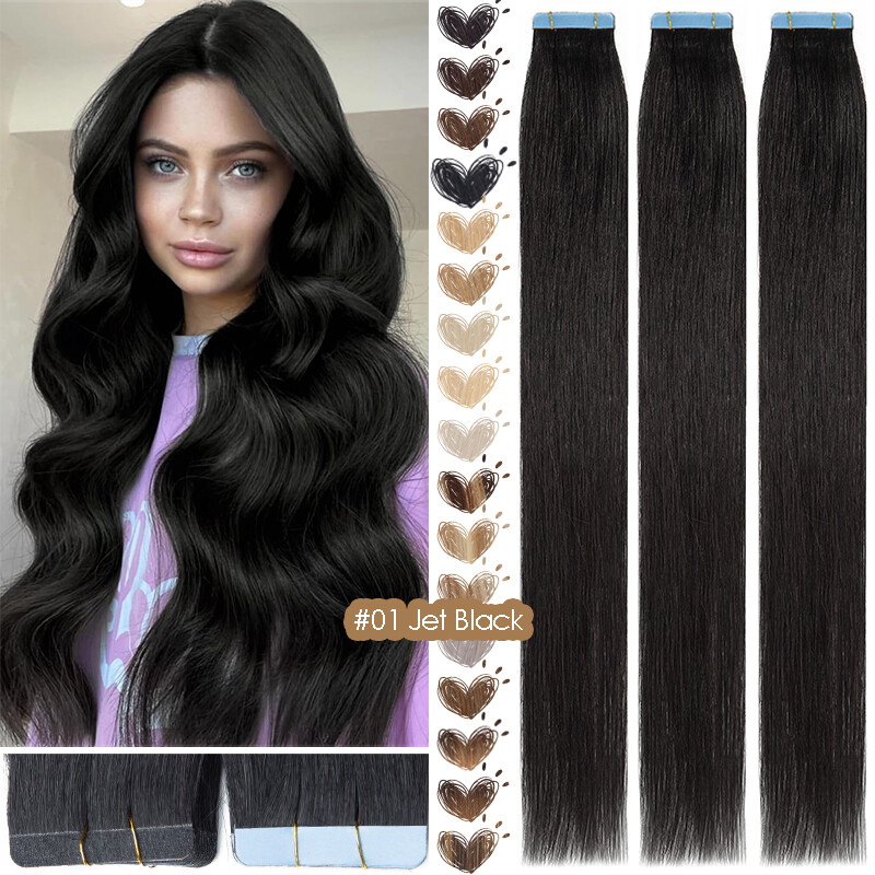 Traceless Tape in Real Remy Human Hair Extensions Skin Weft Burgundy Balayage