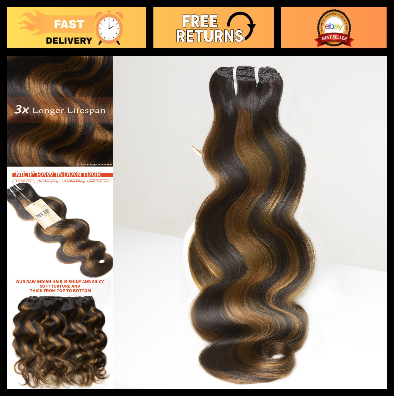 22 Inch Body Wave Human Hair Bundle, 100% Raw Indian, Silky Soft, No Shedding, 1