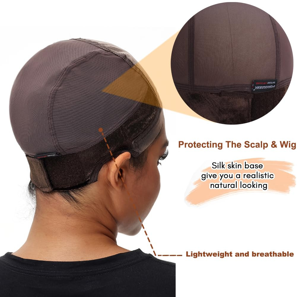 PORSMEER Wig Cap with Grip Band for Keeping Wigs in Place, More Full Cap 4X5 Inc