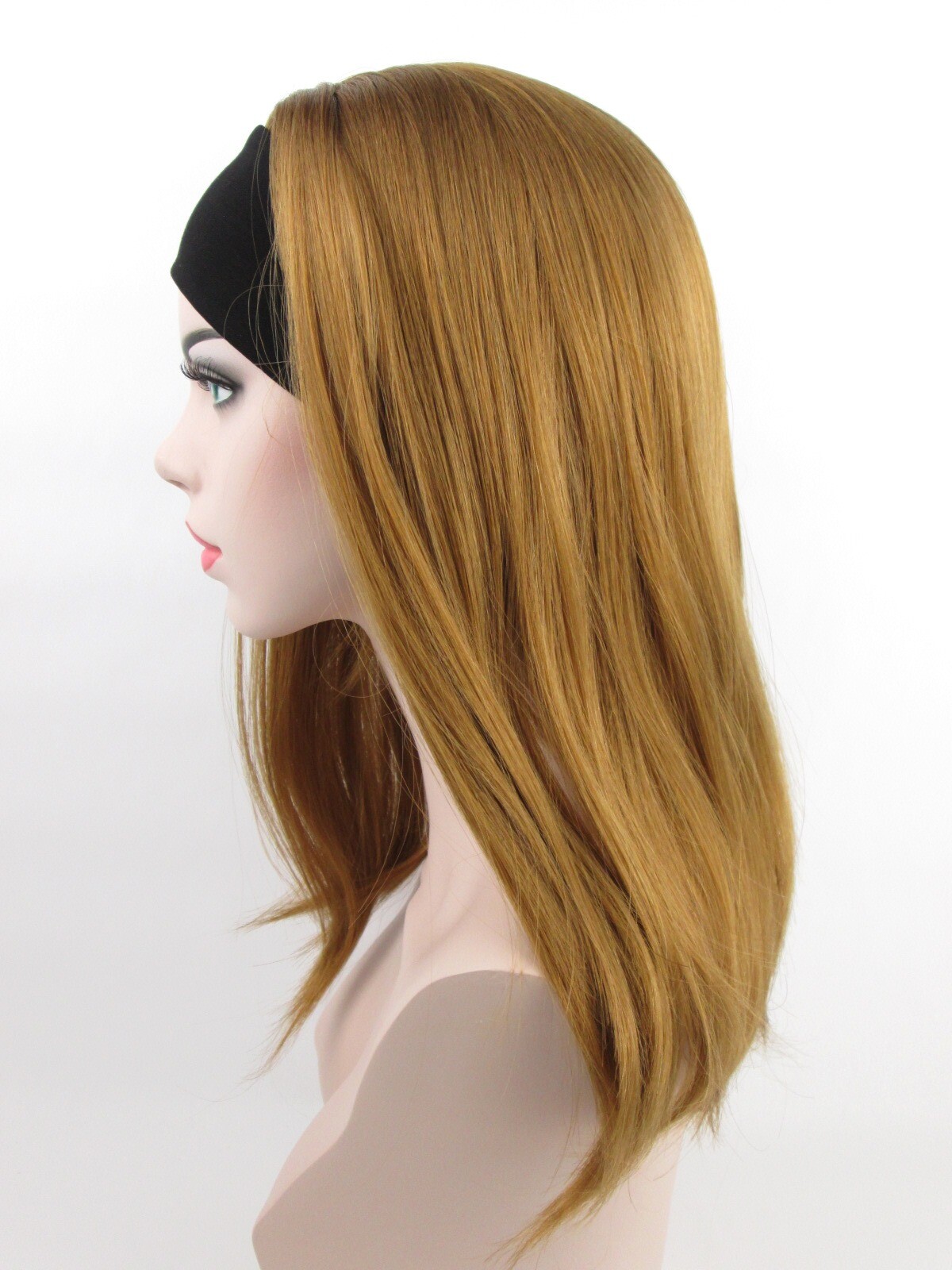 WOMENS 18″ LONG STRAIGHT HAIR LAYERED WIG HAIRPIECE W/ ELASTIC HEADBAND PATRICIA