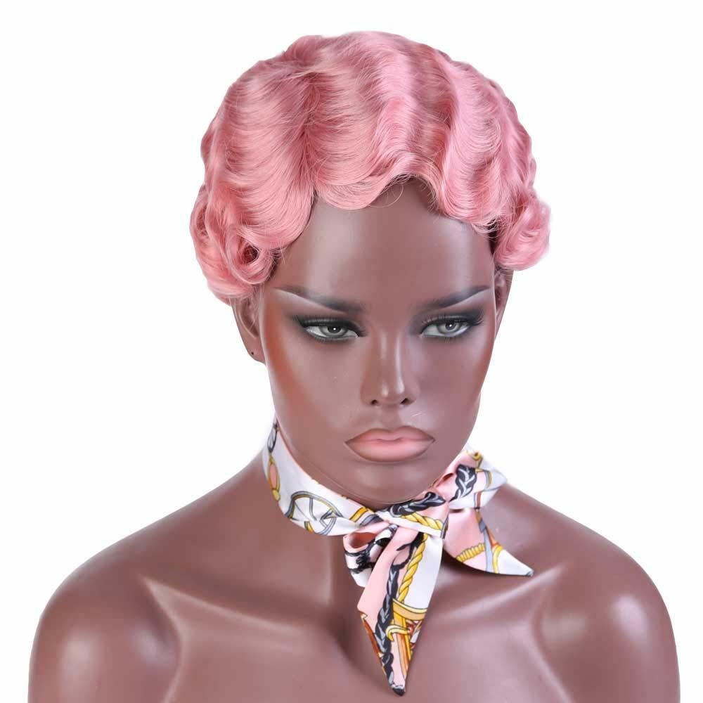613 Light Blond Short Finger Wave Pixie Cut Wigs 100% Human Hair Wigs Party Wigs