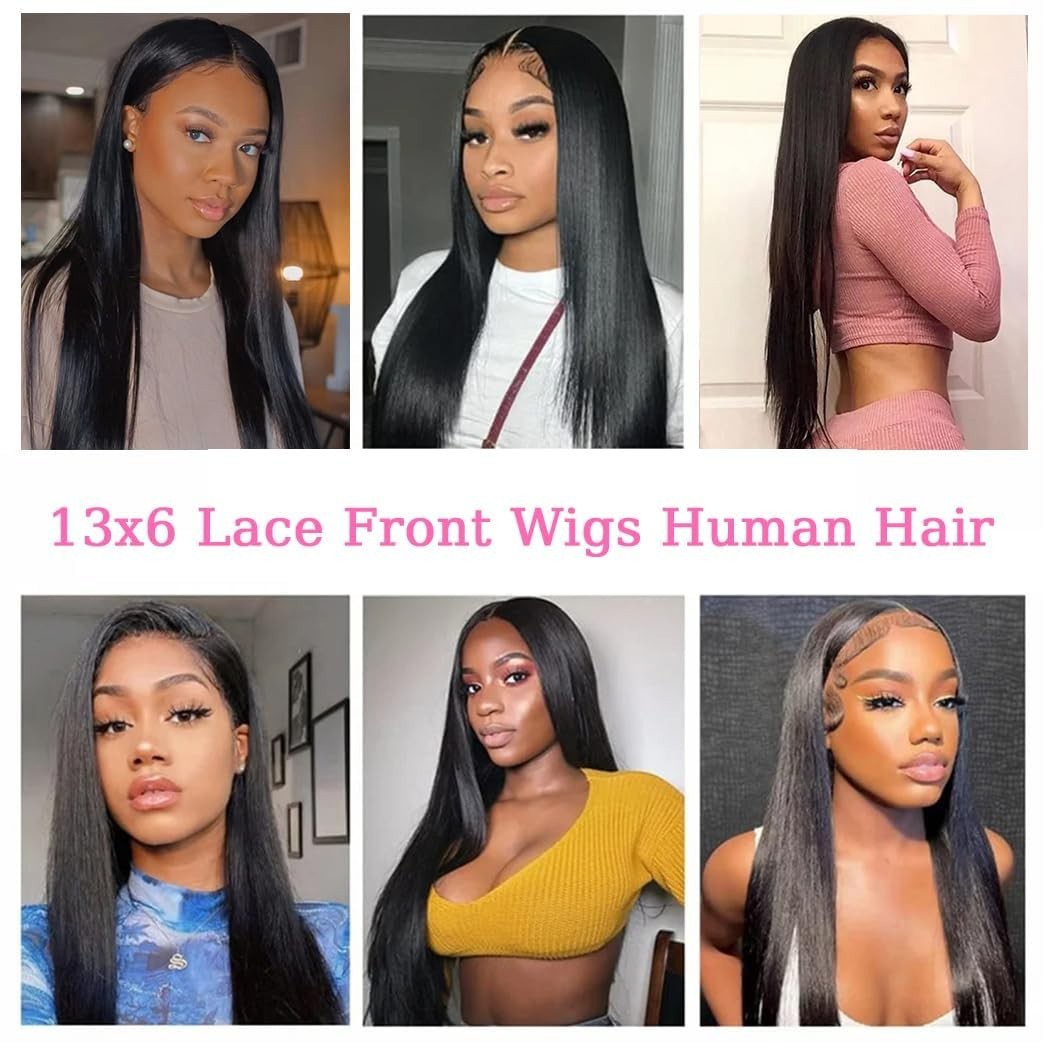 20 Inch Black 13×6 HD Lace Front Human Hair Wigs Pre Plucked 150% Density