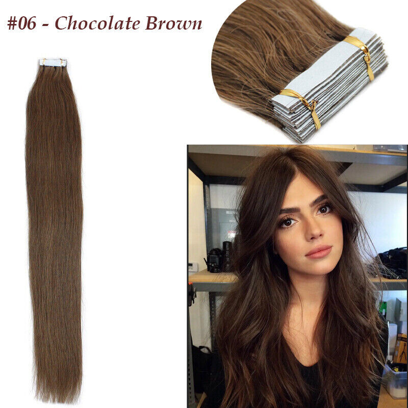 100%Human Hair Extensions Tape-in Skin Weft Remy Hair Full Head Highlight Blonde