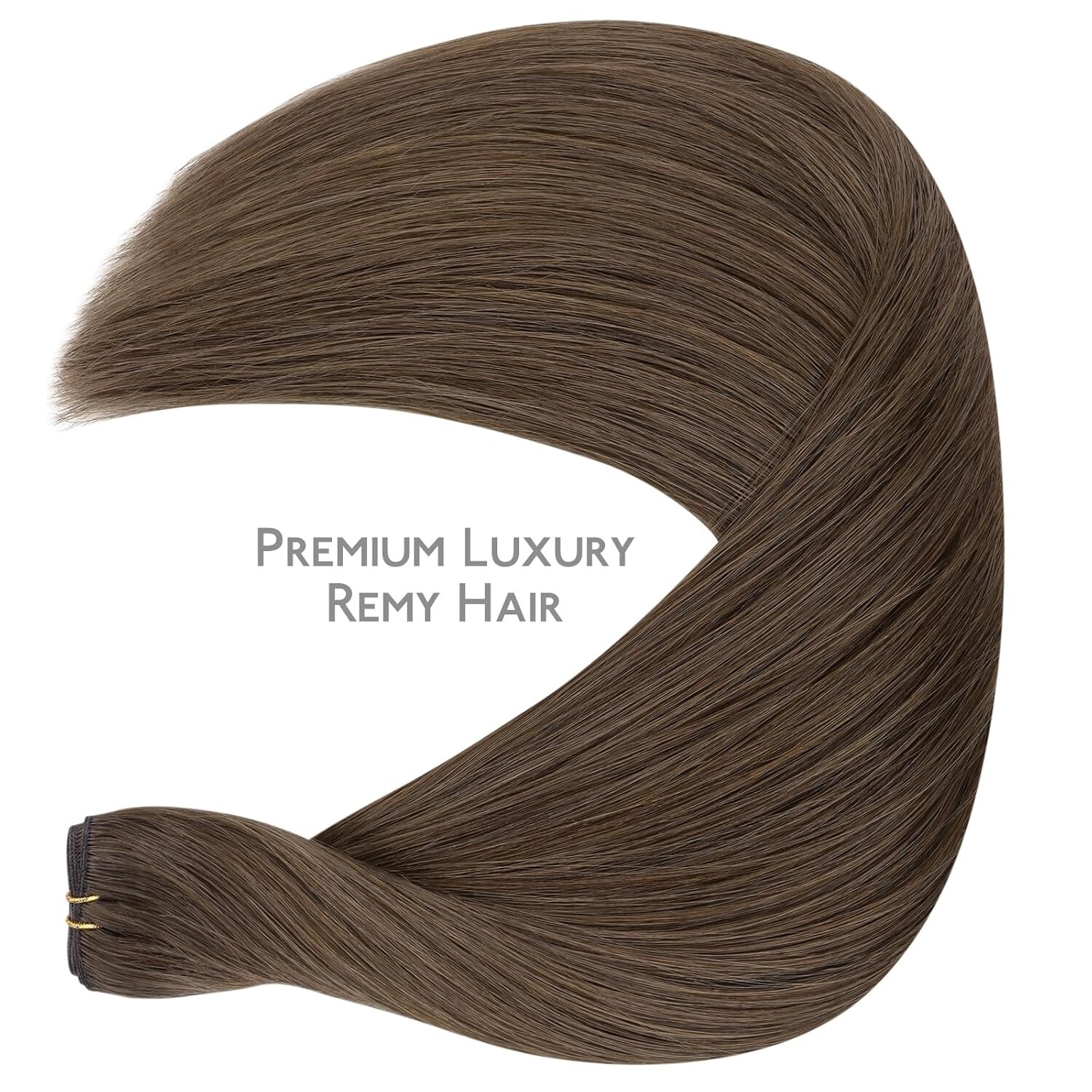 WENNALIFE Genius New Weft Hair Extensions Real Human Hair, 24″ 60g Light Ash Bro