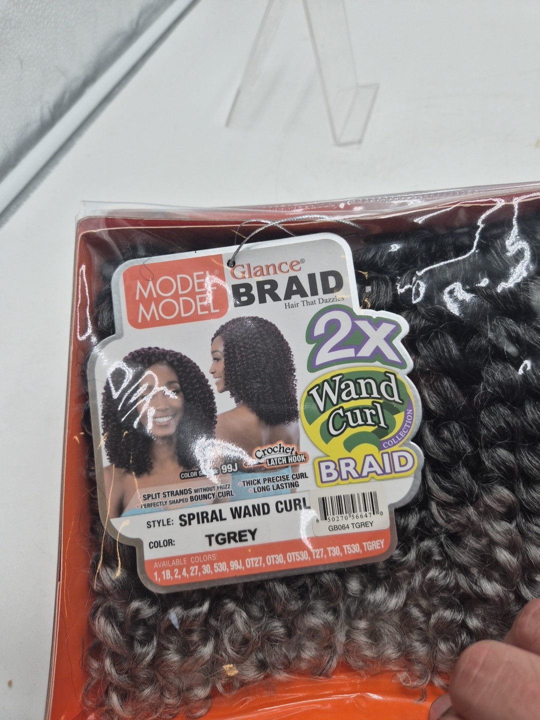 Model Model Glance Braid Color Tgrey Jumpy Wanda Curl 2x Wand Spiral Lot Of 2