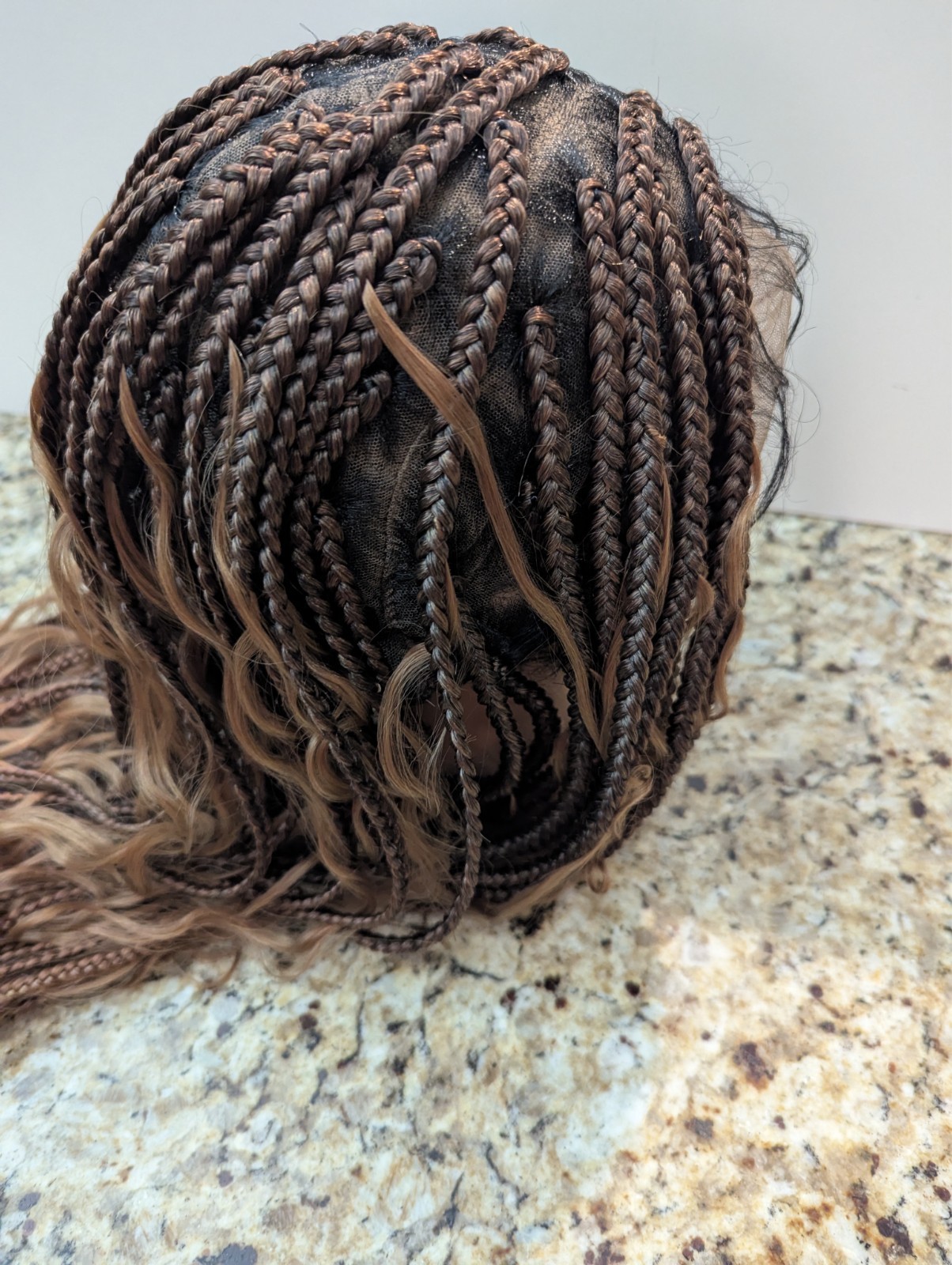 36″ Boho Braided Wig Triangle Knotless Double Lace Front Box Braid Brown