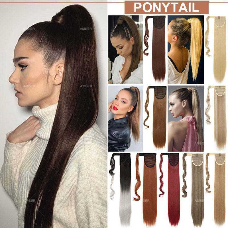 1PCS Wrap Around Ponytail Clip In Extension Synthetic Straight Curly For Woman