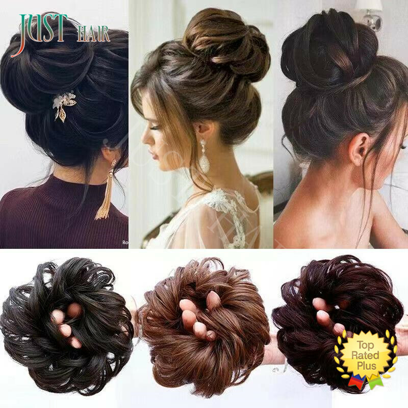 Real Natural Curly Messy Bun Hair Piece Scrunchie Hair Extension as Human Blonde
