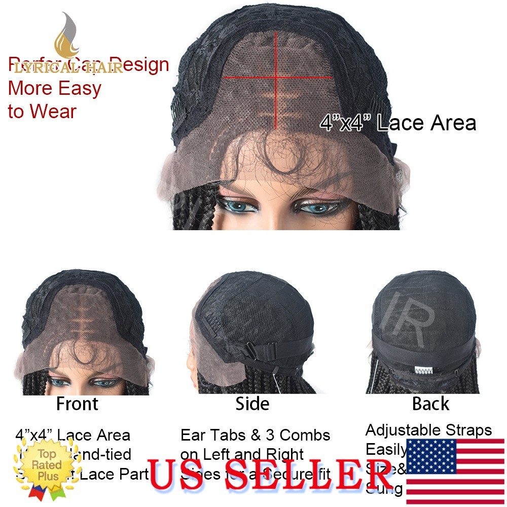 US Afro Box Braids Wigs Cornrow Lace Front Braided Wig For Black Women Synthetic