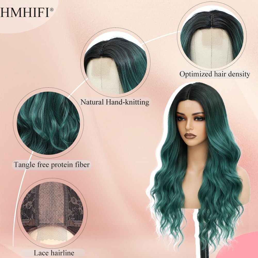 Modern Ombre Green Hair Wig – 26″ Synthetic Heat Resistant