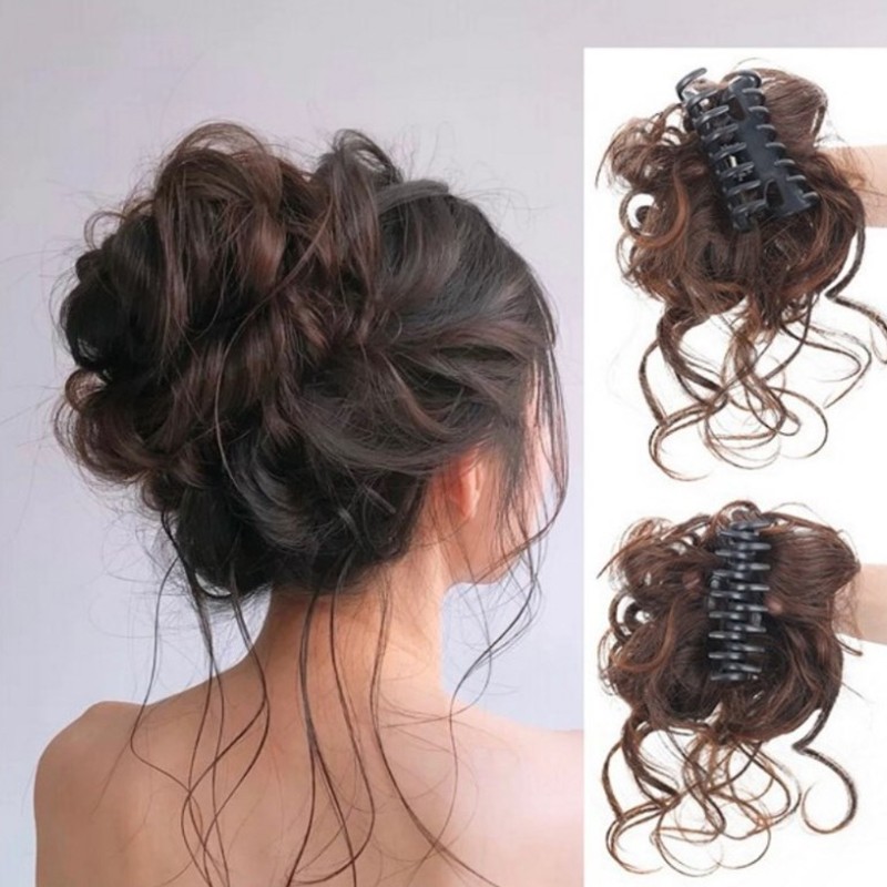 Synthetic Hair Bun Chignon Messy Curly Gripping Clip Elastic Women False Hairpin