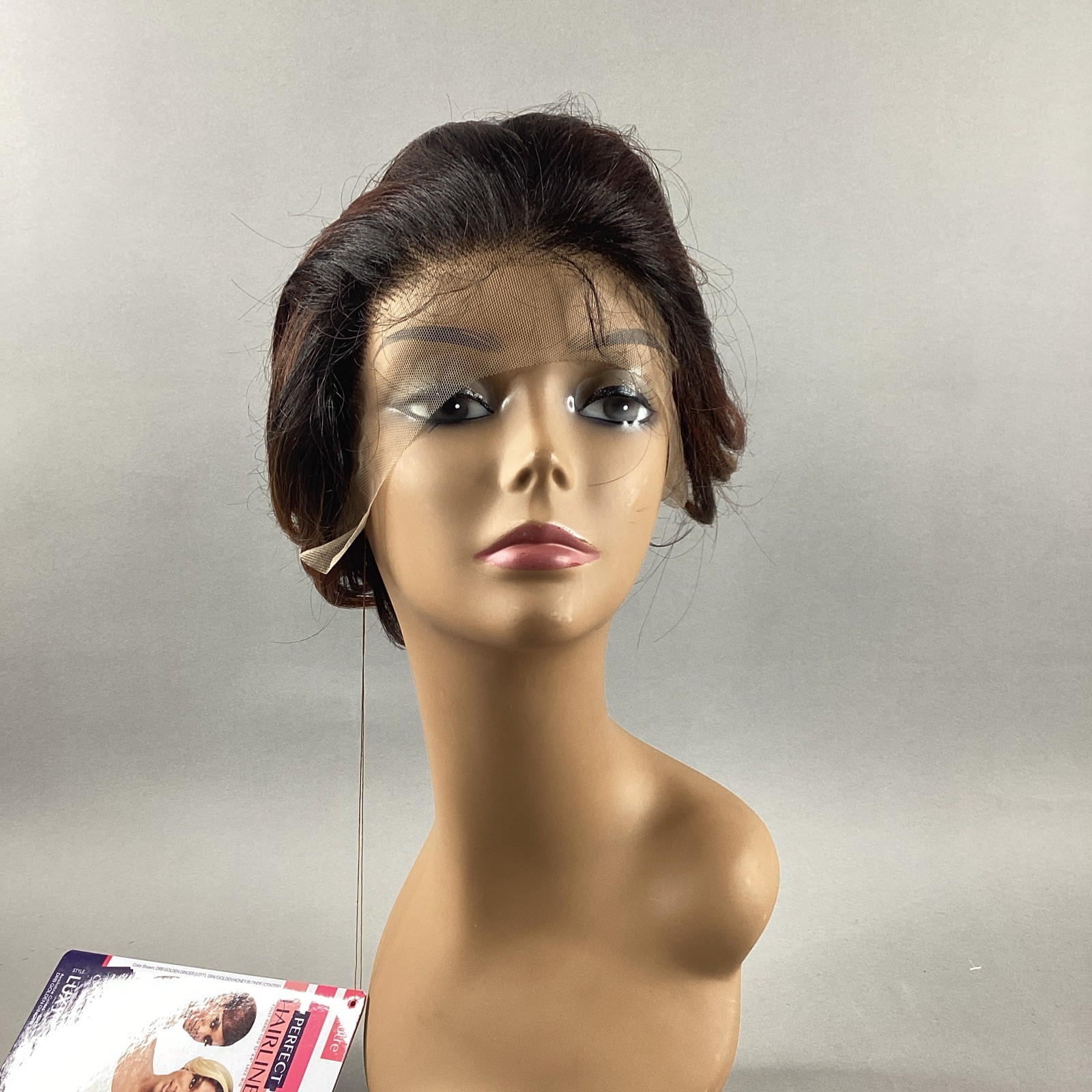 Perfect Hairline Luxy Short Straight #DRB Golden Ginger Synthetic Lace Wig