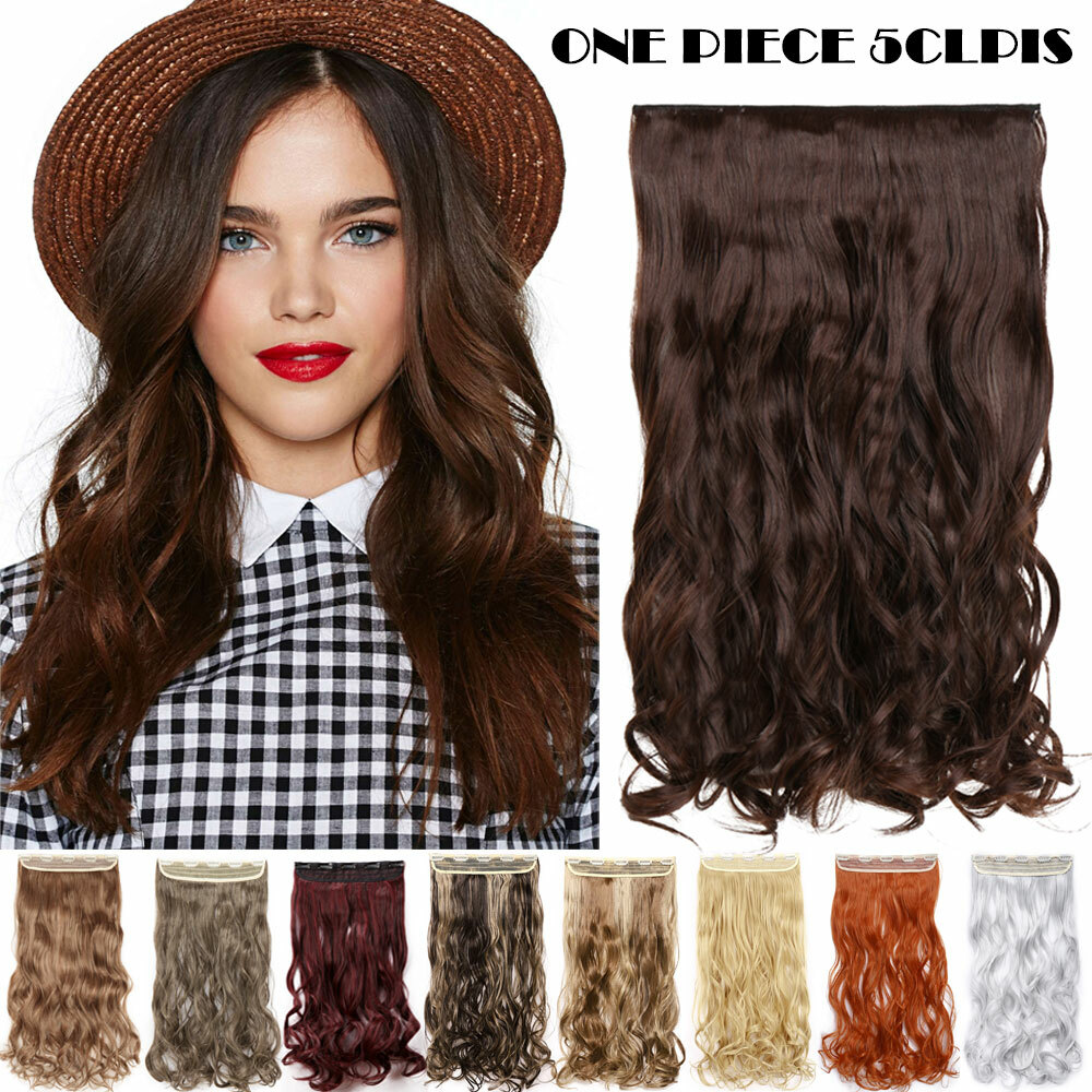 US 1Pcs Clip In Hair Extensions 3/4 Full Head Natural As Human Real Long Thick H