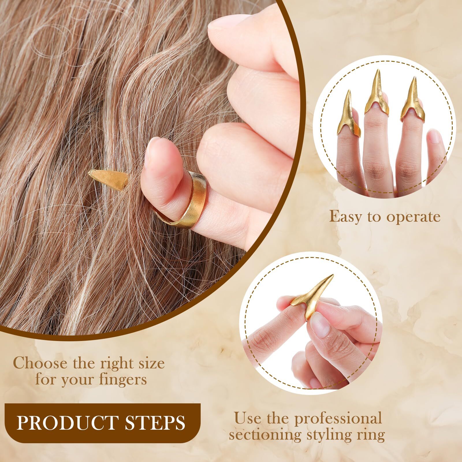 6 Pcs Metal Hair Sectioning Rings Hair Tools for Hair Extensions Halloween