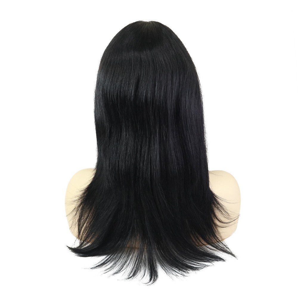 Women Wigs Chinese Remy Human Hair Silk Top Quality Wigs Medium Black Hair Wig#1