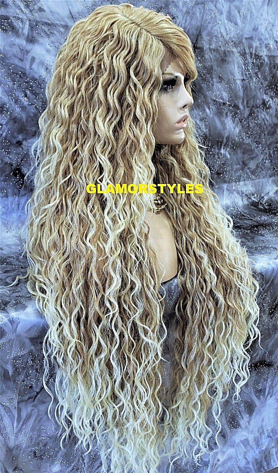 LACE FRONT FULL WIG LONG LAYERED WAVY MEDIUM BLONDE MIX HEAT OK NEW