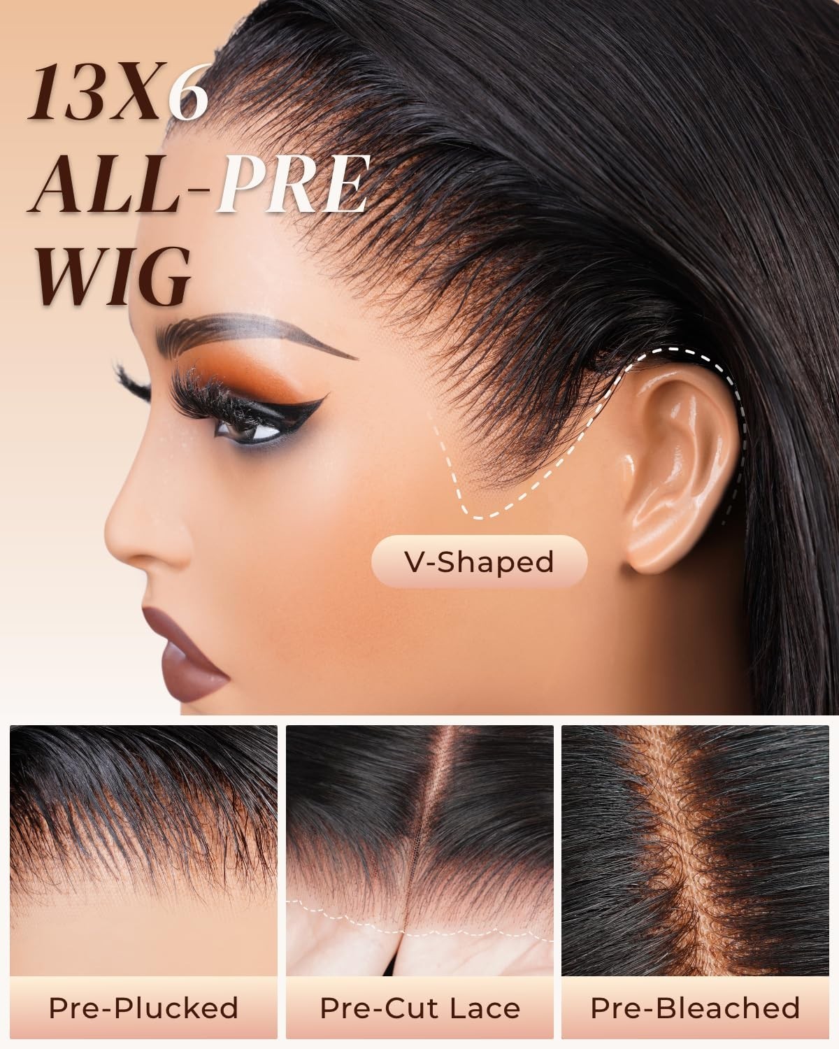 13×6 HD Lace Glueless Human Hair Wig 210% Density Pre-Plucked 20 Inch Straight