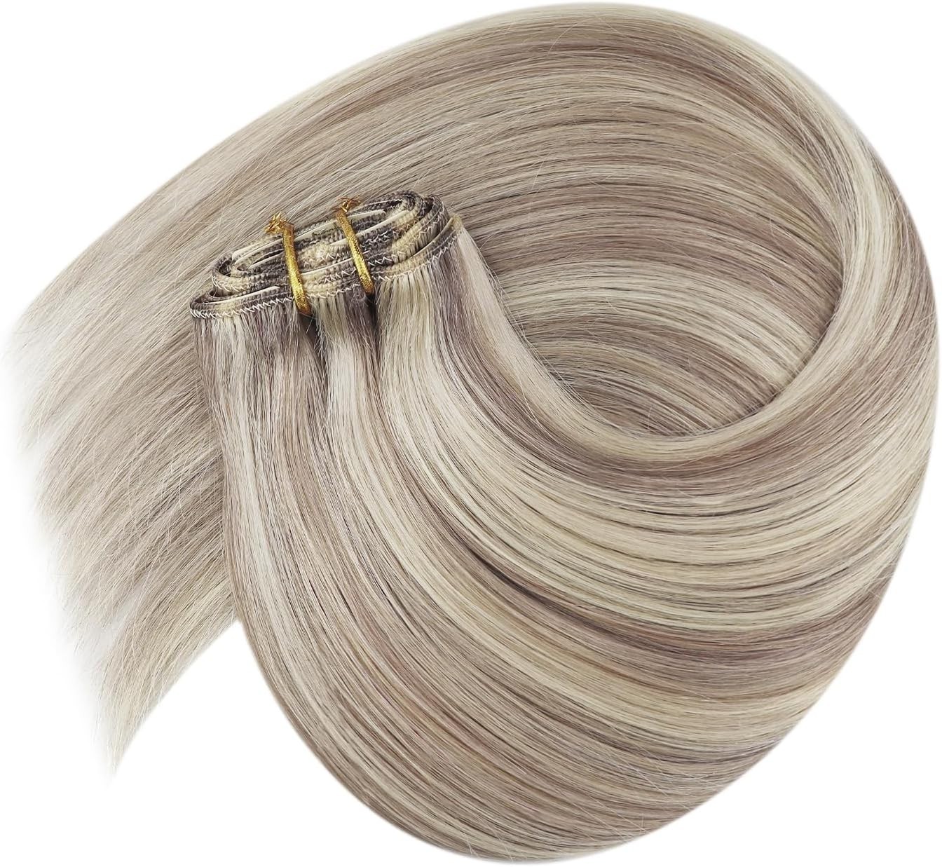 Sunny Hair CLIP-IN 20″ Platinum Blonde Highlight Human Hair Extensions CP P20-60