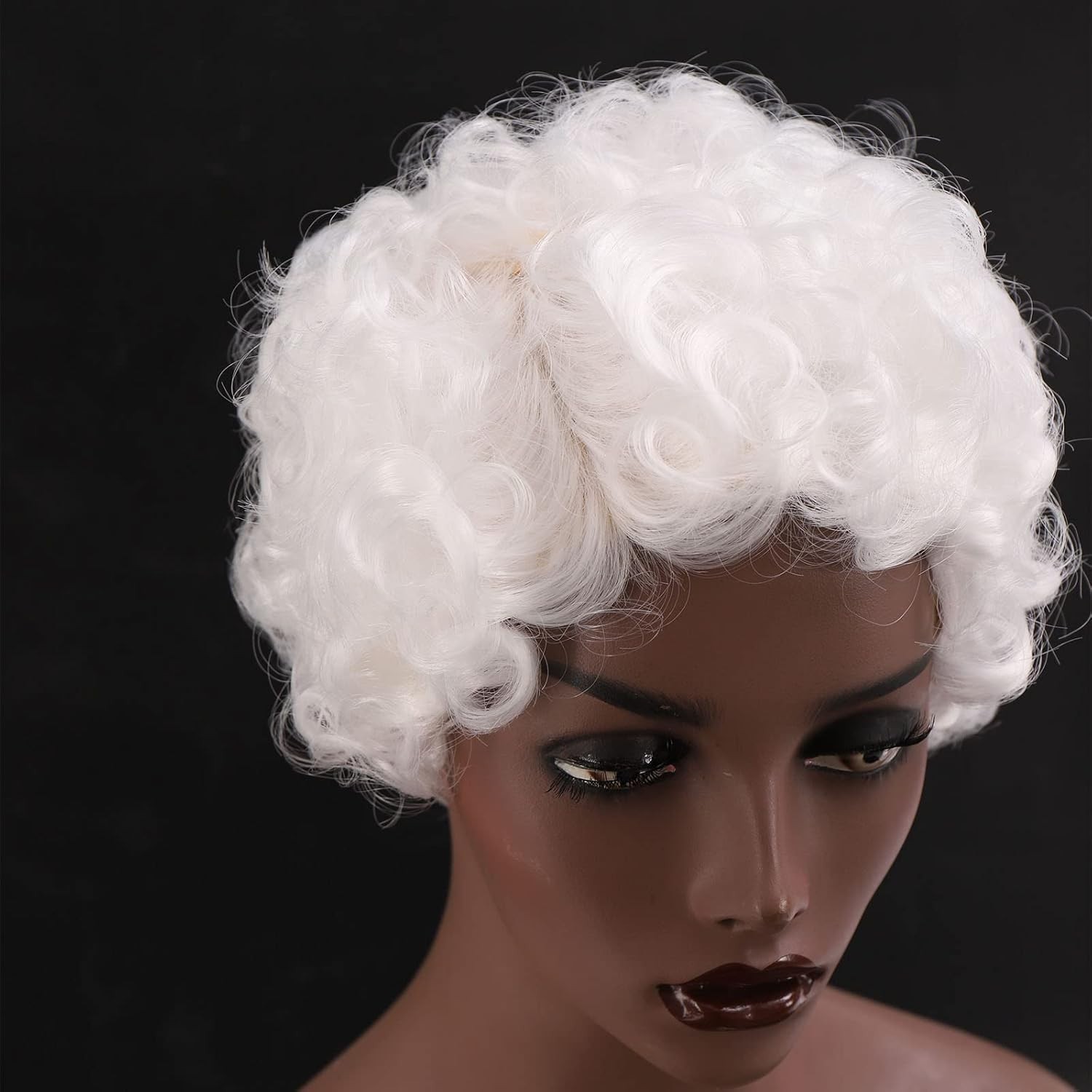 Durable Synthetic White Finger Wave Wig – Perfect for Themed Parties & Daily Use