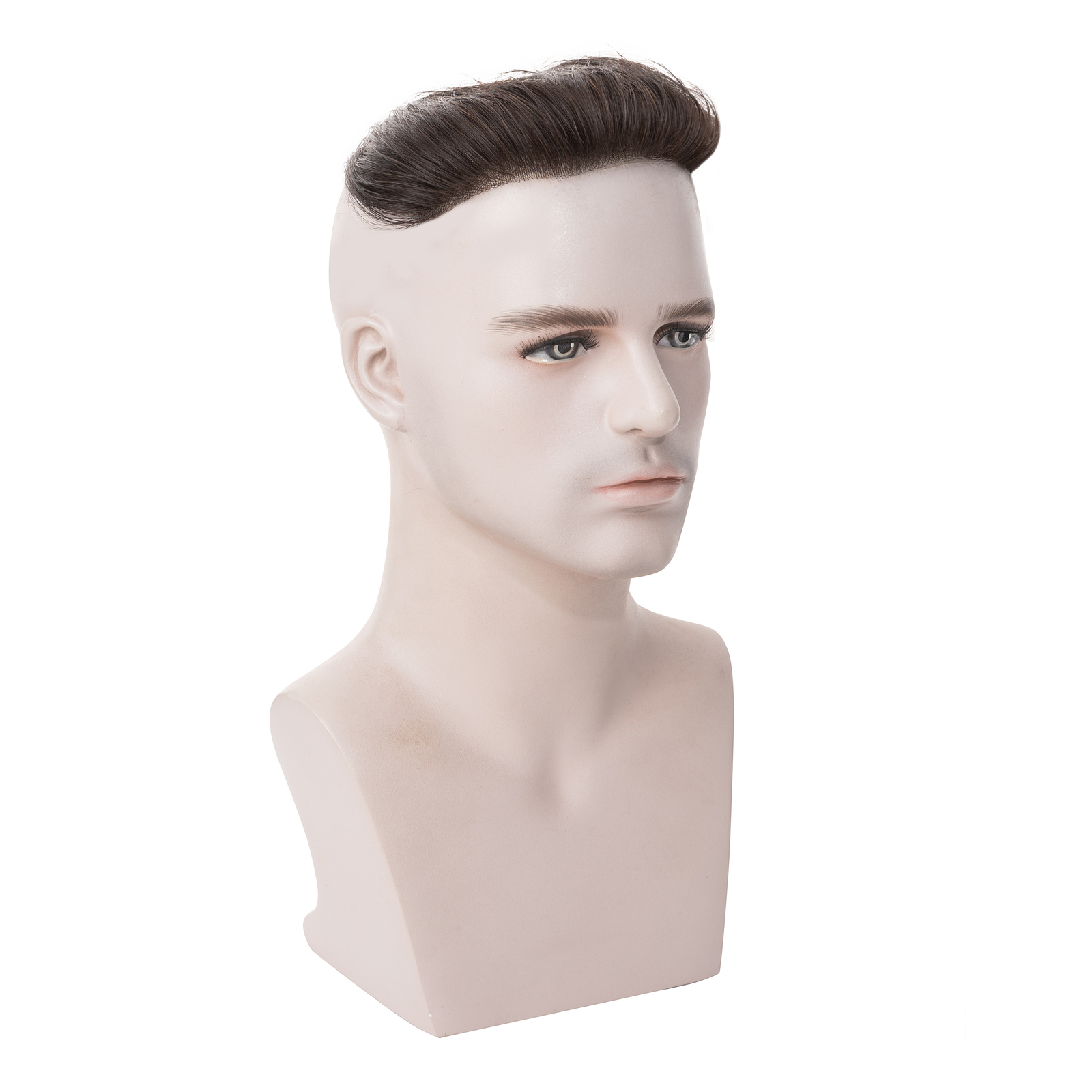 Mens Toupee Human Hair Replacement System V-loop Super Thin PU Skin Hairpiece US