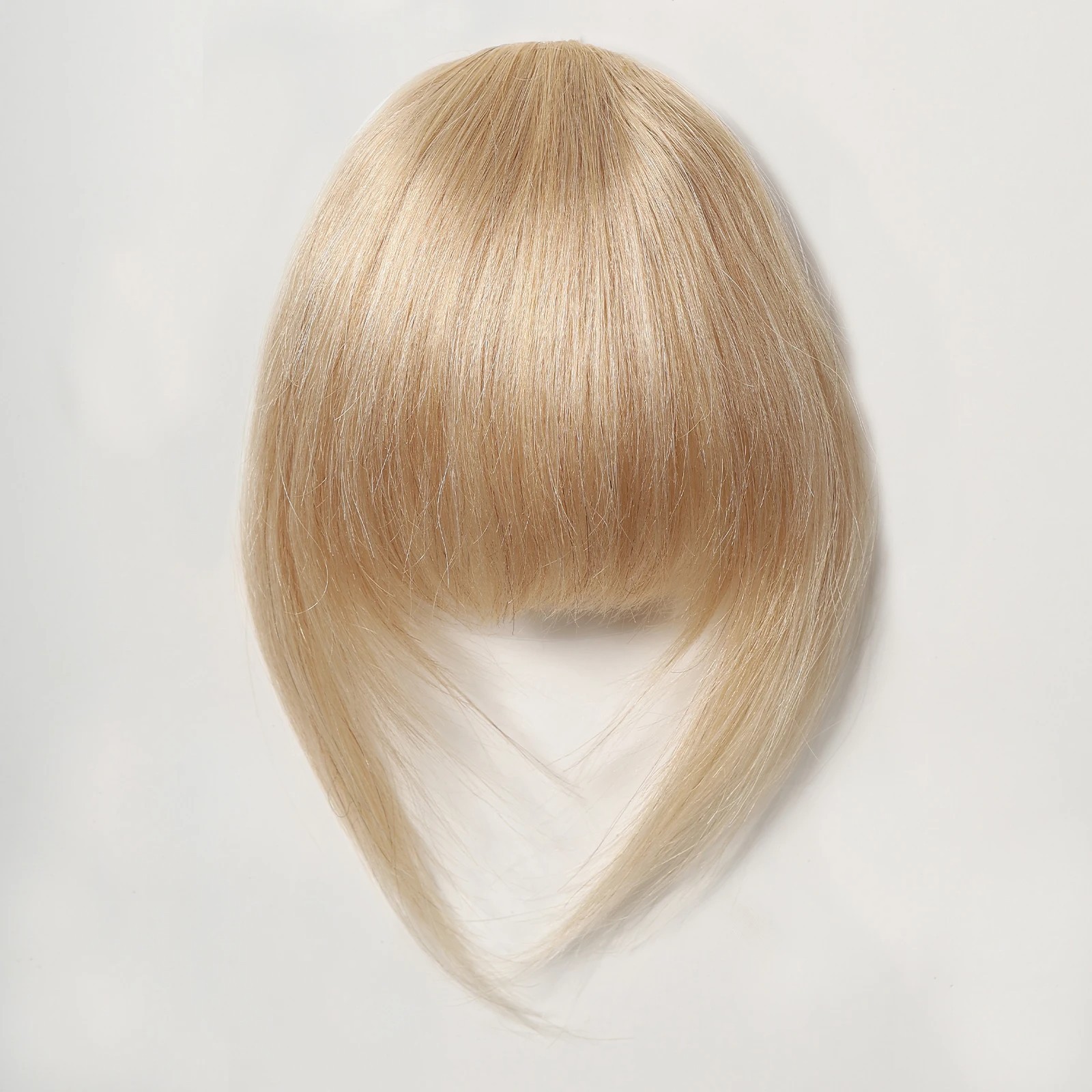3 Inch Clip In Bangs 100% Human Hair Blonde French Fringe with Temples Thick