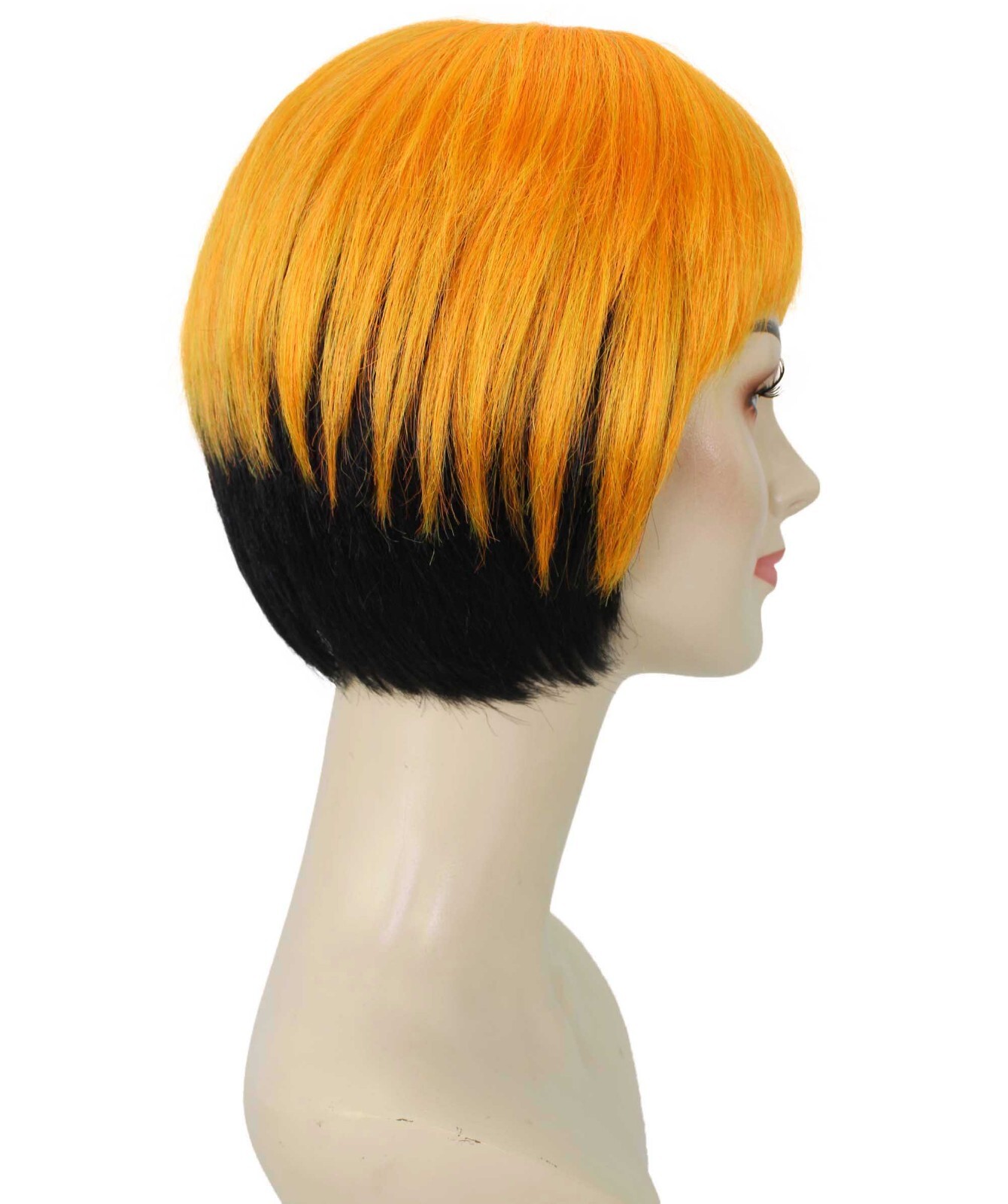 Adult Women’s Bob-styled Orange and Black Wig, Flame-retardant 100% Synt HW-7048