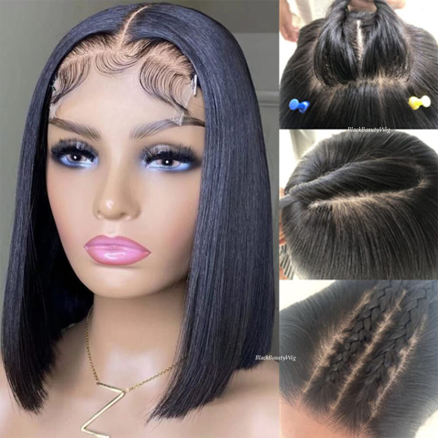 Straight Bob 5X5 Silk Top Full Lace Human Hair Wig Brazilian Hair Silk Base Wigs
