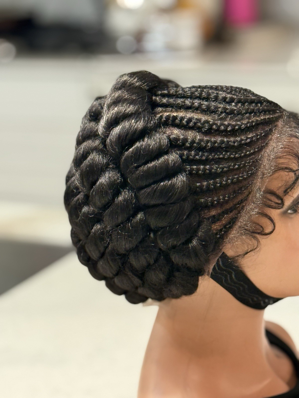 Handmade Braided Cornrow Bantu Wig. It Is Made On A Full Lace Wig.
