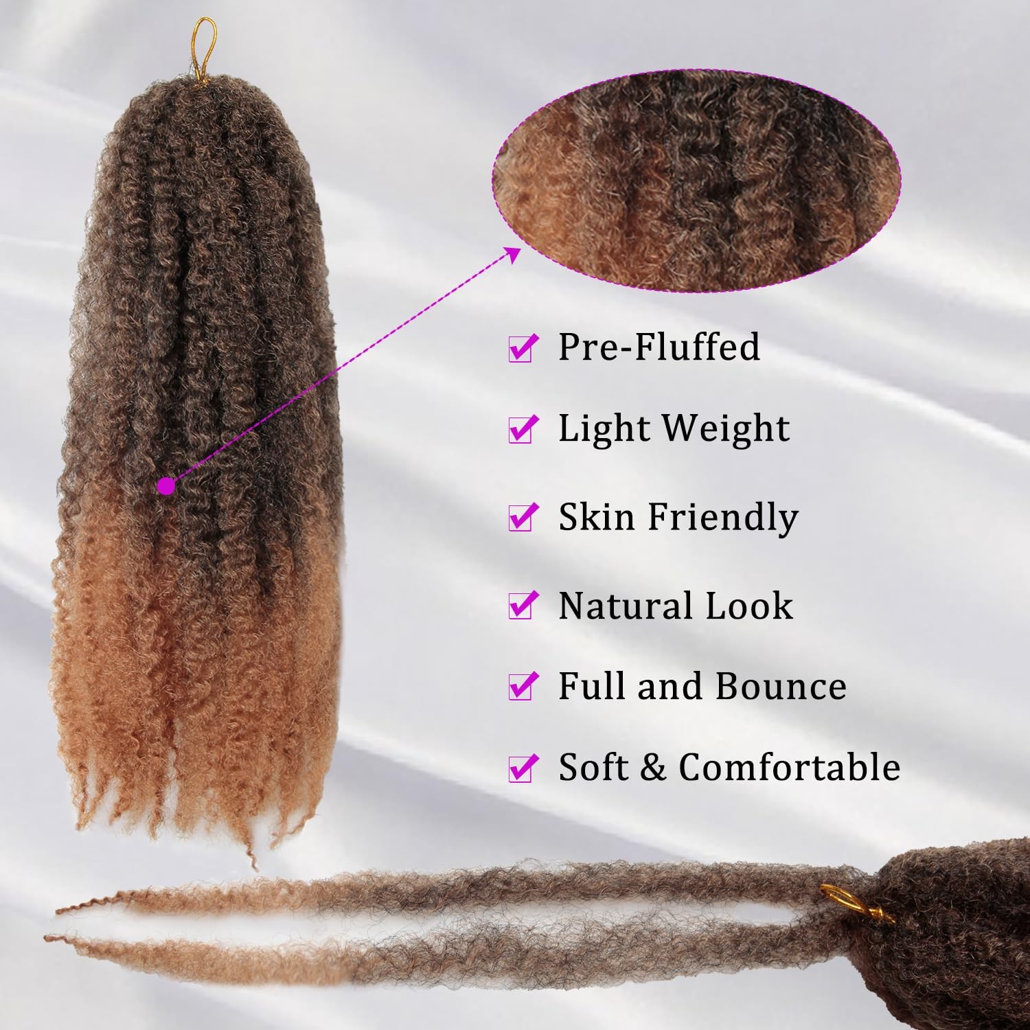 TUVOJALE Marley Twist Braiding Hair 14 inch Afro Kinky Curly Crochet Braids 8 Pa