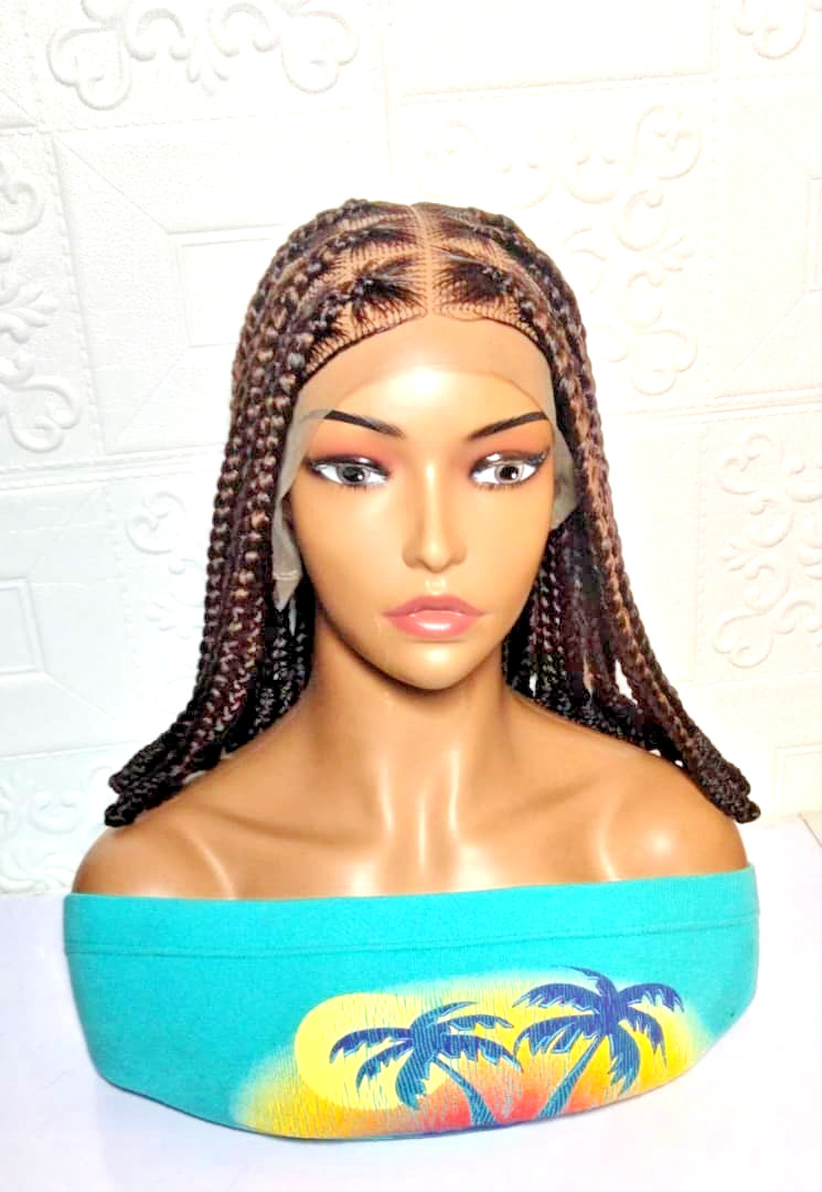 Braided Wig. Large Knotless Braids. Full Lace with Baby Hair. Wrapped Ends