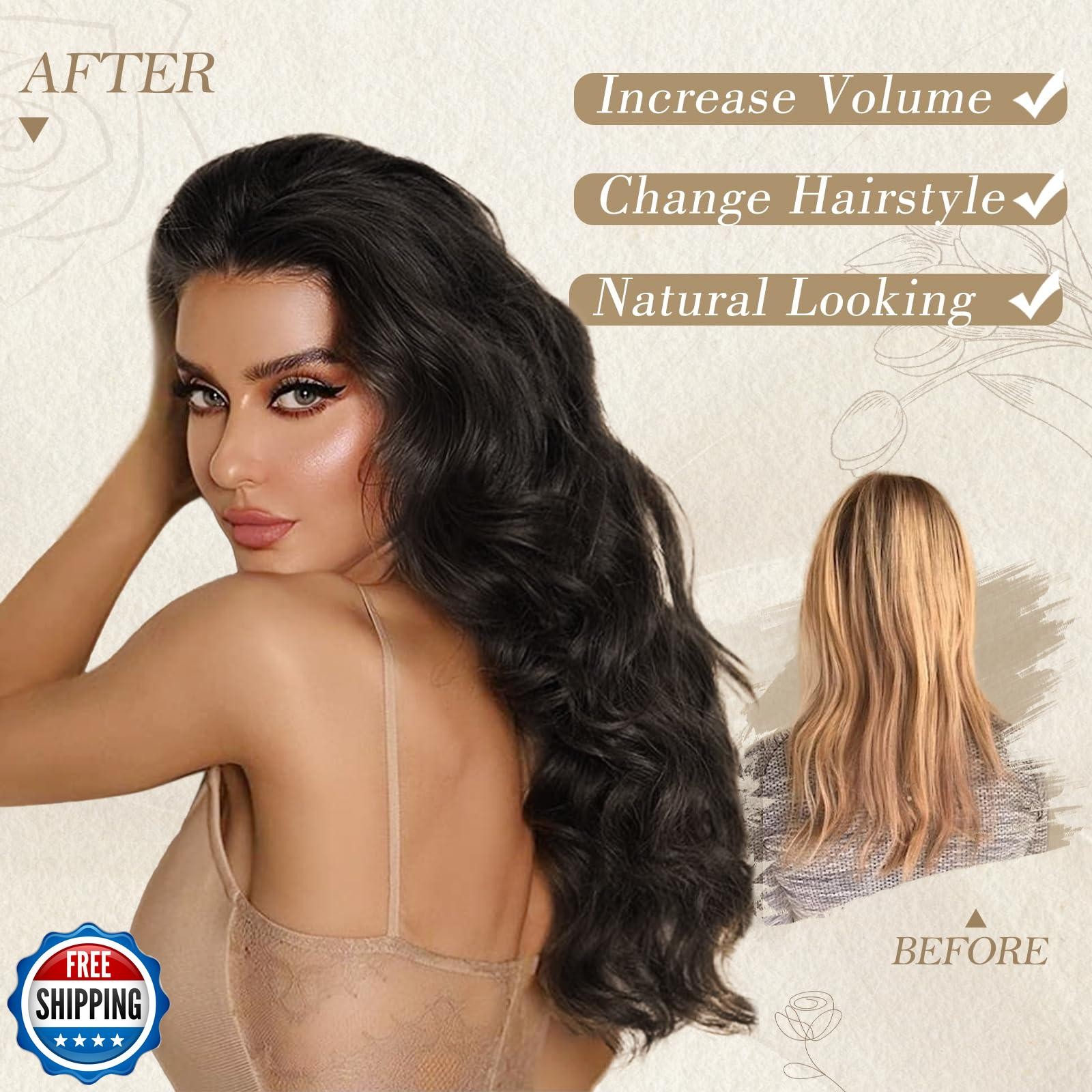 BARSDAR Long Wavy Black Wig – Long Wavy Middle Part Black Wig for Women – 26