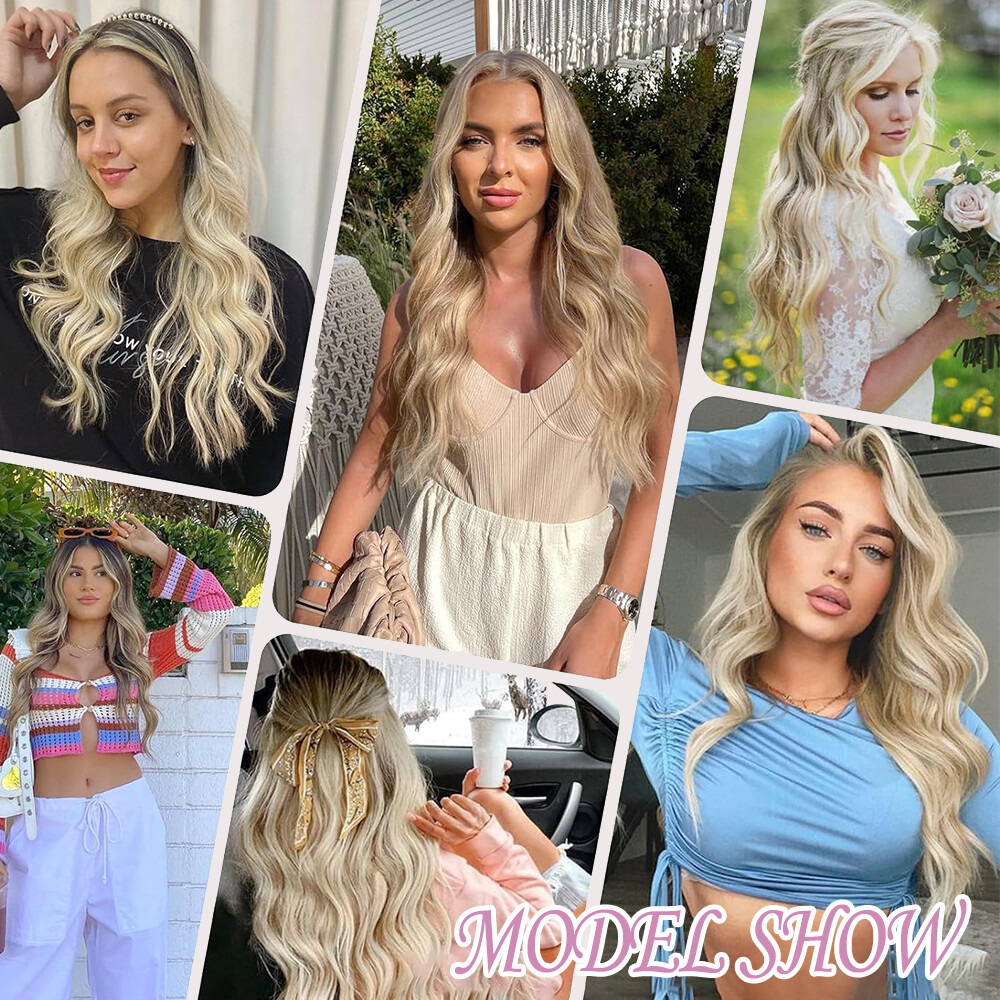 One Piece Thick Weft Clip in Real Remy Human Hair Extensions Full Head V-Shape
