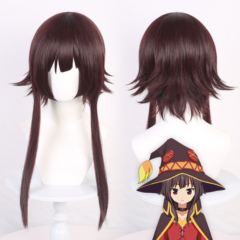 Shoulder Length Dark Reddish Brown Layered Straight Wig Blunt Bangs Synthetic