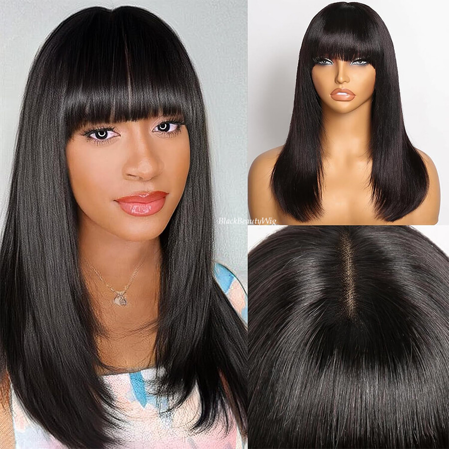 Bob Wig With Bangs 5×5 Silk Base Full Lace Wig Brazilian Human Hair Silk Top Wig