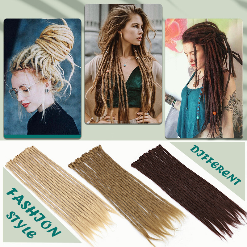 6″-24” Real Human Hair Dreadlocks Extensions Crochet Braiding Hair Dreads Locs
