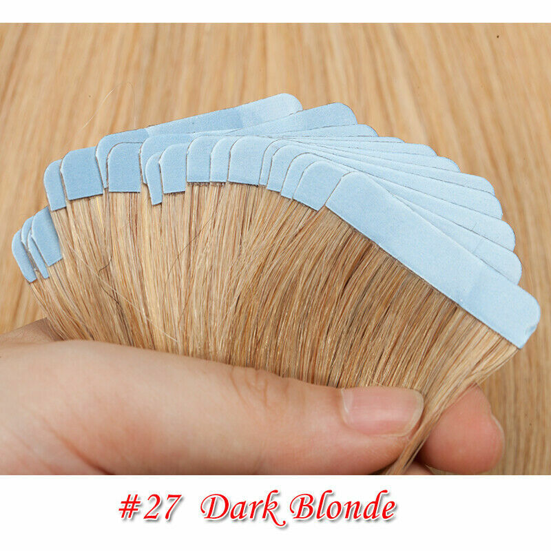 Reusable Tape in Hair Extensions Real Remy Human Hair Seamless SkinWeft Straight