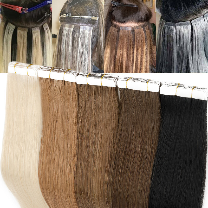 16″ 18″ 20″ 22″ Tape In Skin Weft 100% Remy Human Hair Extensions Skin Weft W868