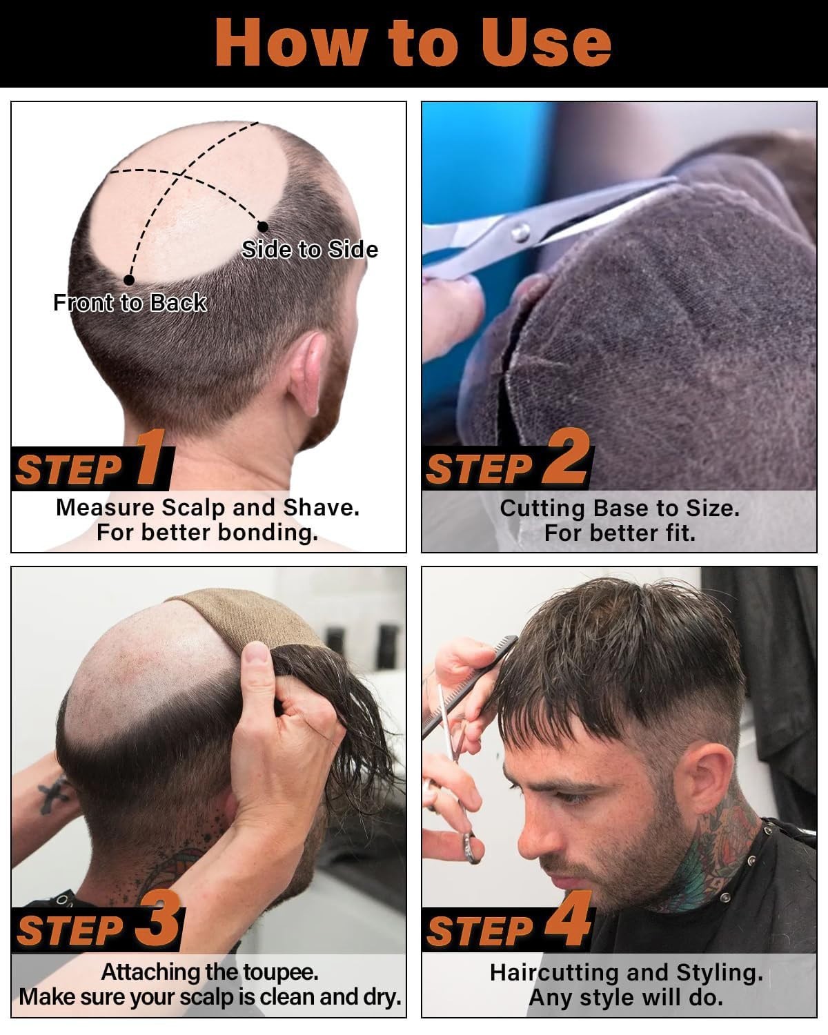 0.03mm Ultra Thin Skin Toupee V-looped & No Knots 100% Human Hair 8×10 Inch Base