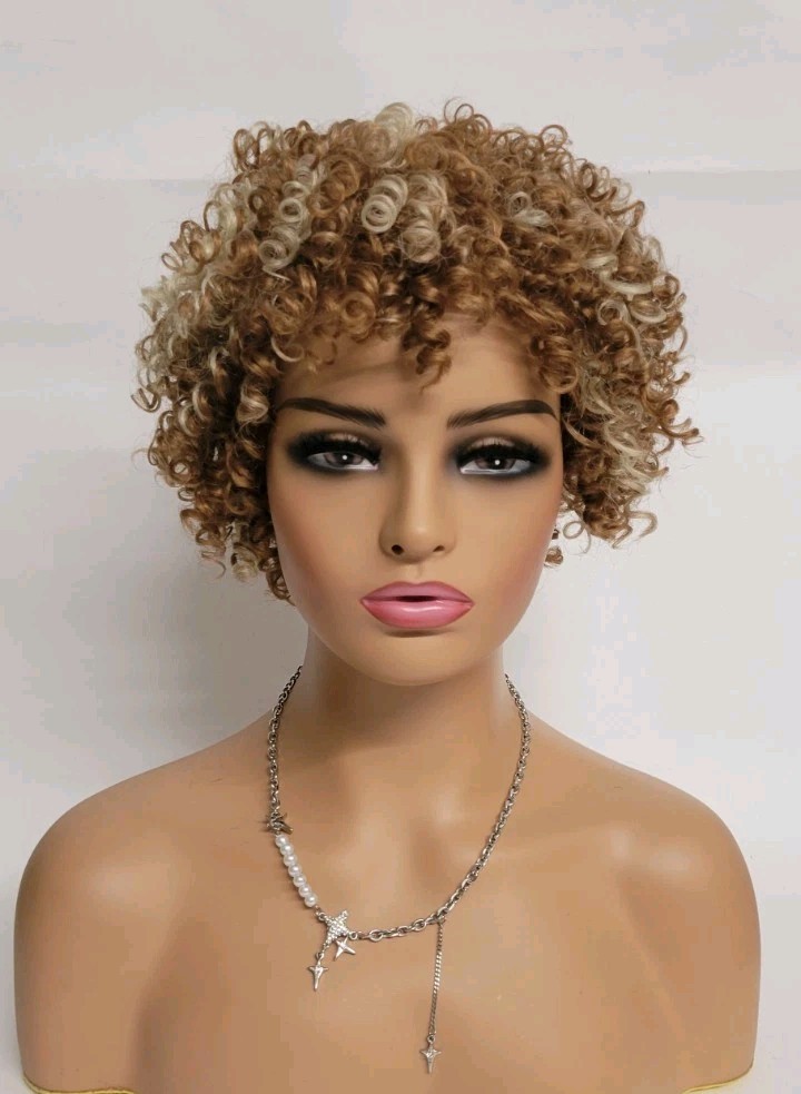 💕SEXY SHORT SPIRAL CURL WIG FOR BLACK WOMEN MIXED BLONDE JAPAN ORIGIN BOBBIBOSS
