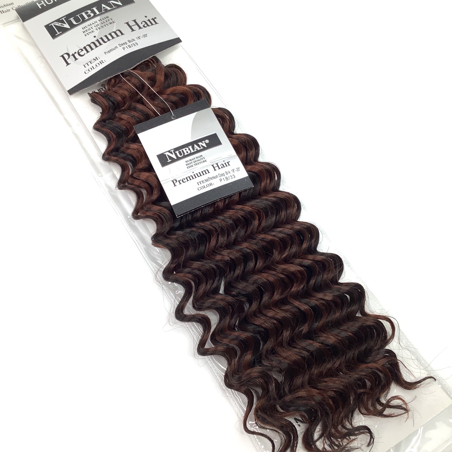 NUBIAN Premium Human Hair Extensions Deep Bulk 18-20″ P1B/33 Wavy