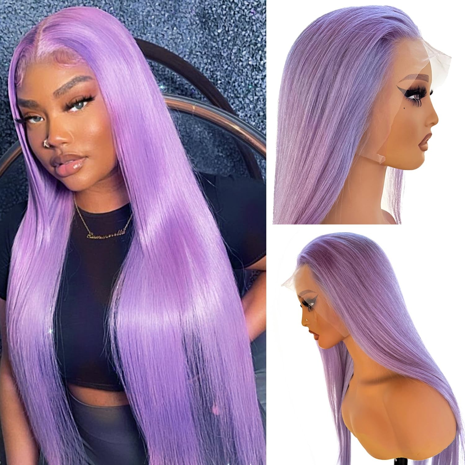 Ubetta Lilac Purple Wig Human Hair 13X6 Lace Front Wigs Human Hair Glueless