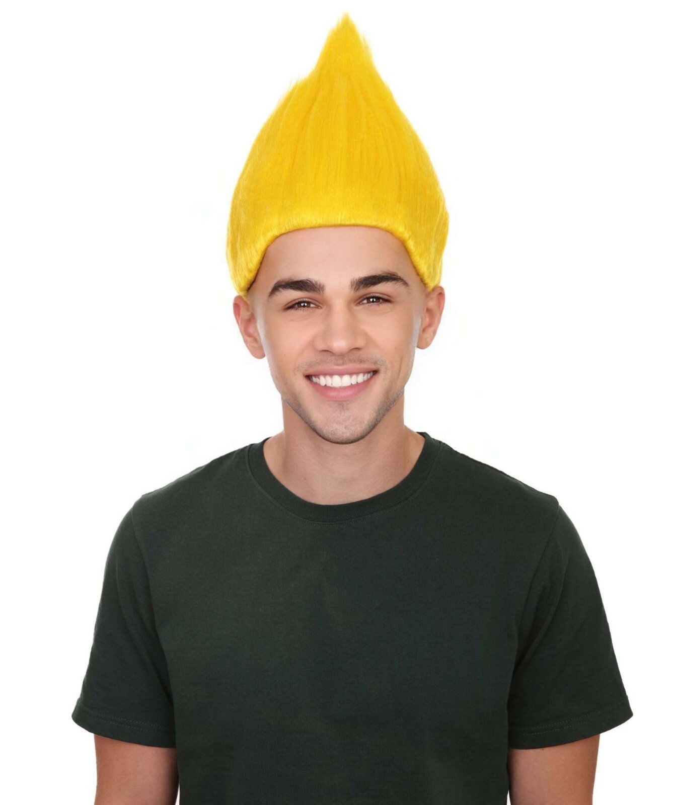 Yellow Straight Wig Cosplay Halloween Party Trolls Neon Hairdo Stand Up,HM-088