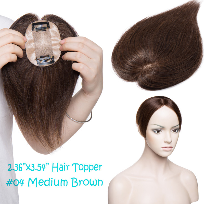 Russian Thick Top Pieces Wig Clip in Virgin Human Hair Women Topper Hairpiece US