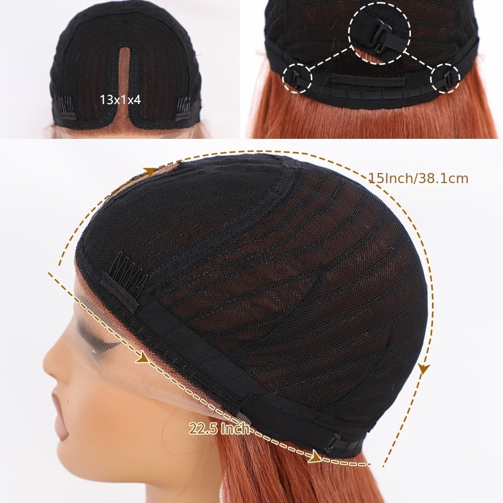 Ginger Long Straight Hair Synthetic Lace Front Wigs Glueless Pre Plucked Natural