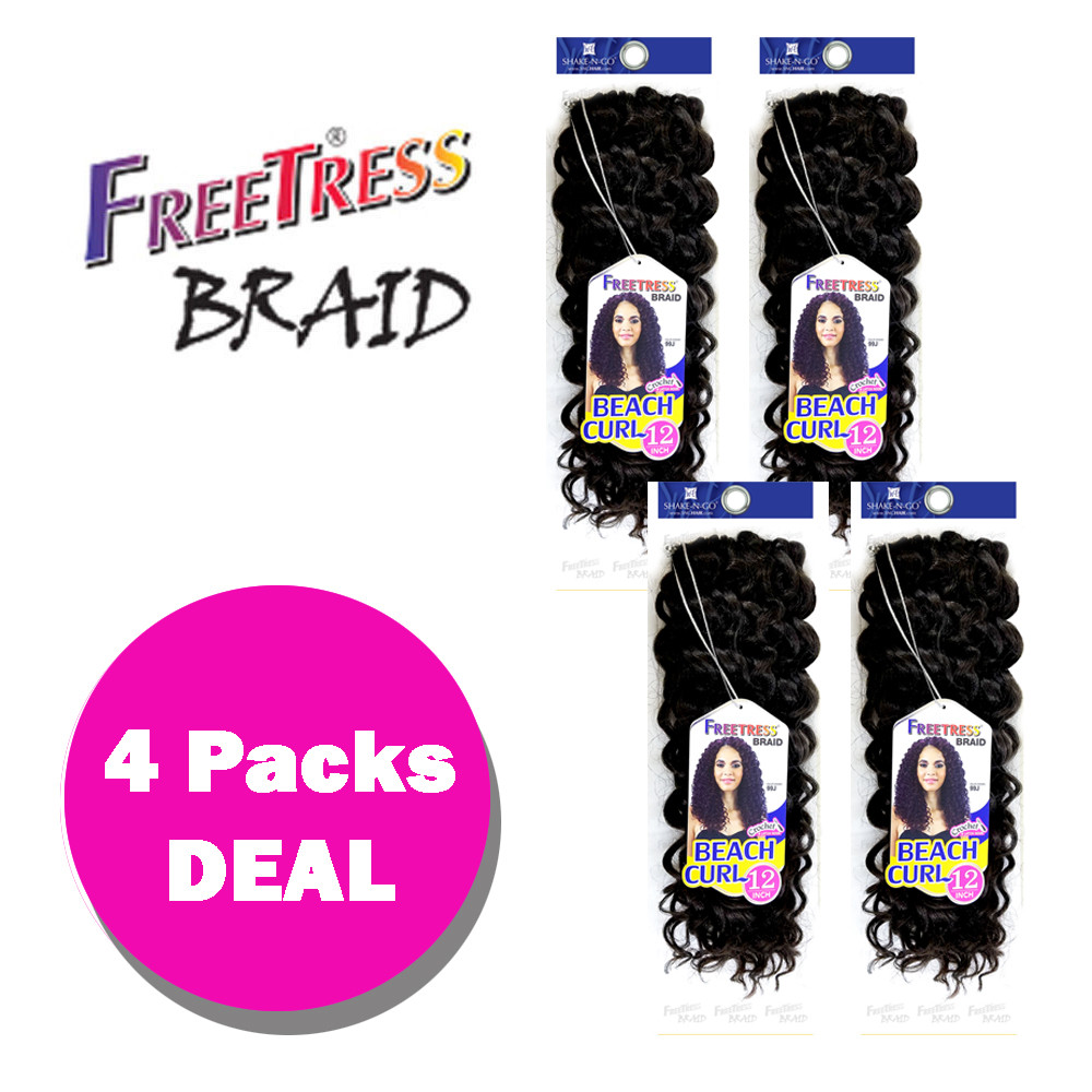 *4-Pack/6-Pack* BEACH CURL 12″ – FREETRESS SYNTHETIC BRAID CROCHET BULK HAIR