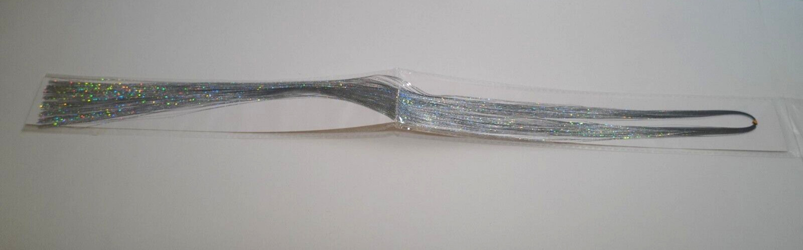 Holographic Silver Hair Tinsel 47″ Heat Resistant Hairpiece New in Plastic