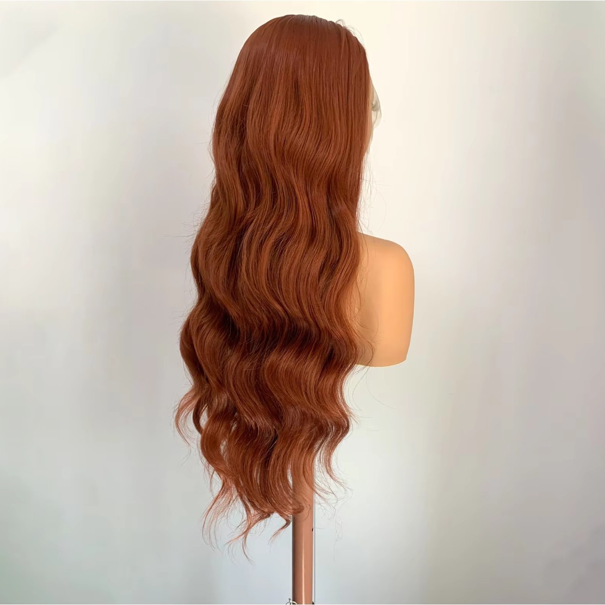 Heat Resistant Hair Layered Pre Plucked Long Wavy Lace Front Wigs Copper Red