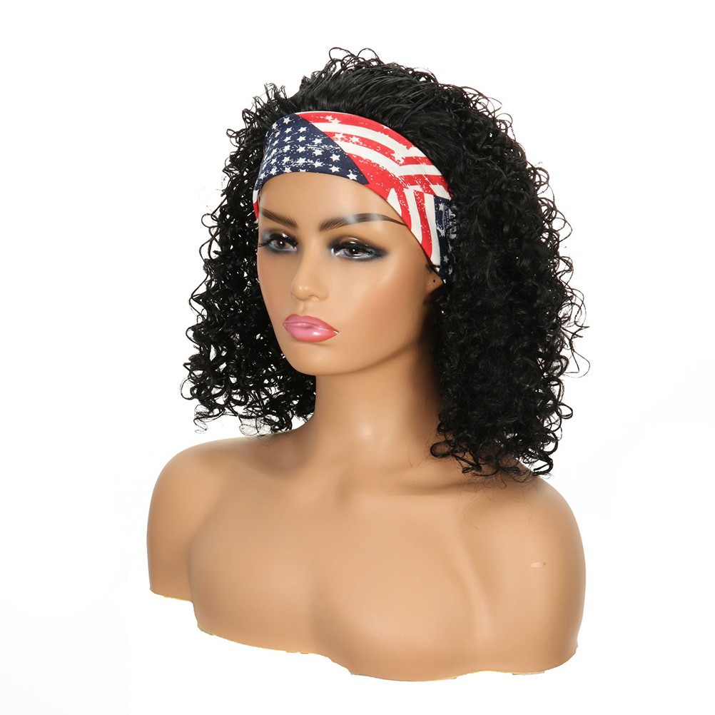 Headband Wig High Temperature Wire Black for Women Party 1Pack 16 Inches