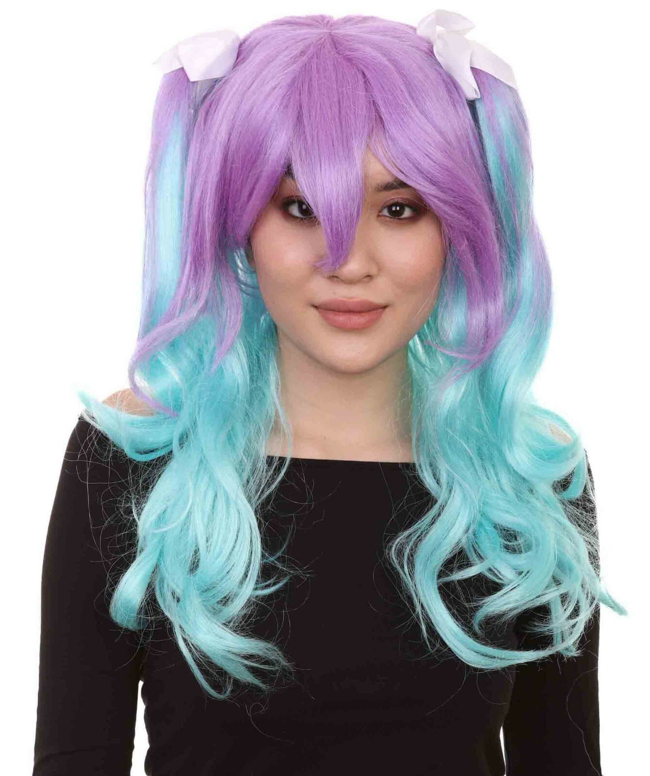 Adult Blue Purple Double Ponytail Wig Halloween Party Fancy Dress Hair HW-1659A